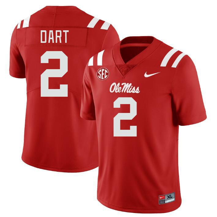 Ole Miss Rebels #2 Jaxson Dart College Football Jerseys Stitched Sale-Red